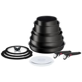 Articole de bucătărie - Set de 13 piese Ingenio Unlimited L7639002, înveliș antiaderent 100% sigur, Thermo-Signal™, 2 mânere detașabile, aluminiu, negru