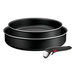 Articole de bucătărie - Set de 3 piese Tefal Ingenio Generous Cook L3129053, tigaie de 22/26 cm, mâner detașabil, indicator Thermo Signal, înveliș antiaderent Titanium