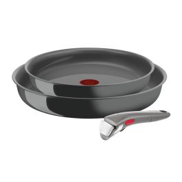 Articole de bucătărie - Set de 3 piese Tefal Ingenio Renew L2609502, tigaie de 24/28 cm, mâner detașabil, înveliș antiaderent, indicator Thermo-Signal™, gri