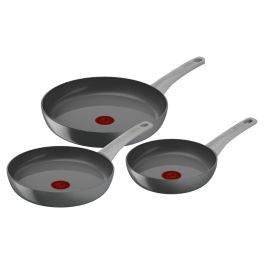 Articole de bucătărie - Set de 3 tigai Tefal Renew On C4279132, 20/24/28 cm, 100% aluminiu reciclat, indicator Thermo-Signal, compatibil cu inductia, invelis ceramic, gri