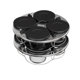 Accesorii - Set de 8 recipiente de sticlă cu capac și suport Tefal XA6140E0, compatibile cu aparatul de gătit multicooker Tefal Cook4me, seriile CY85xx, CY91xx, CY94xx si CY96xx, transparent