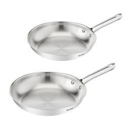 Articole de bucătărie - Set de tigăi cu 2 piese Tefal Duetto On B866S234, 24/28 cm, oțel inoxidabil, bază Thermo-Fusion™, inducție