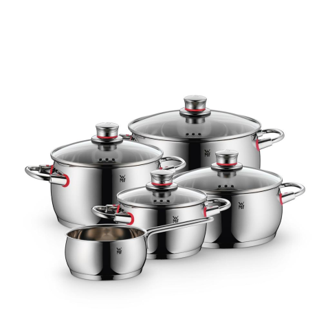 Bucatarie si servire - Set oale WMF Quality One 5 piese, inox Cromargan, inducție, capac sticlă, Cool+