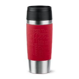Termosuri - Termos Tefal Travel Mug Classic N2020410, inox, 0.36 L, 100% etanș, functie Quick Press, argintiu & rosu