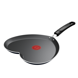Articole de bucătărie - Tigaie de clătite în formă de inimă Tefal Pancake Day B0141002, 25 cm, înveliș antiaderent, indicator Thermo-Signal, baza Diffusion, roșu & negru