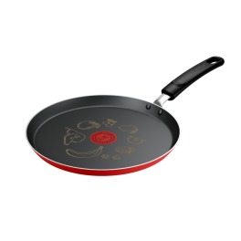 Articole de bucătărie - Tigaie de clătite Tefal Pancake Day B7021002, 25 cm, înveliș antiaderent, indicator Thermo-Signal, bază Difussion, roșu & negru