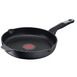 Articole de bucătărie - Tigaie grill 26 cm Unlimited Tefal E2294074, înveliș antiaderent, Titanium Anti-Scratch, Thermo-Signal™, bază Thermo-Fusion™, aluminiu, negru