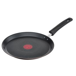 Articole de bucătărie - Tigaie pentru clătite Tefal Eco-Respect G2543853, 25 cm, înveliș antiaderent Titanium Pro, Thermo-Signal™, bază Thermo-Fusion™, aluminiu, negru