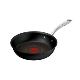Articole de bucătărie - Tigaie Tefal Excellence+ G3300553, 26 cm, invelis antiaderent, tehnologie FUSIONCORE, Thermo-Signal™, maner nituit, aluminiu, inductie, negru