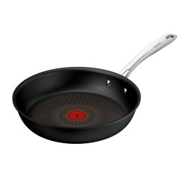 Articole de bucătărie - Tigaie Tefal Excellence+ G3300702, 30 cm, invelis antiaderent, tehnologie FUSIONCORE, Thermo-Signal™, maner nituit, aluminiu, inductie, negru