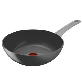 Articole de bucătărie - Tigaie wok 28 cm Tefal Renew On C4271932, 100% aluminiu reciclat, indicator Thermo-Signal, compatibil cu inductia, invelis ceramic, gri