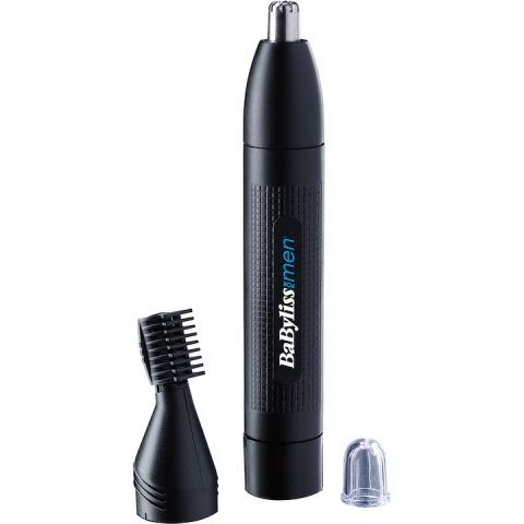 Aparate de tuns - Trimmer pentru nas și urechi BaByliss E652E, negru, cap detașabil și lavabil, pe baterii