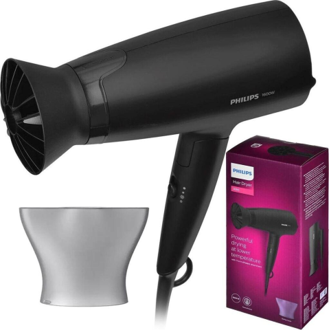 Uscător de Păr Philips Seria 3000 BHD308/10, 1600W, ThermoProtect, Mâner Pliabil, Alb/Roz [1]