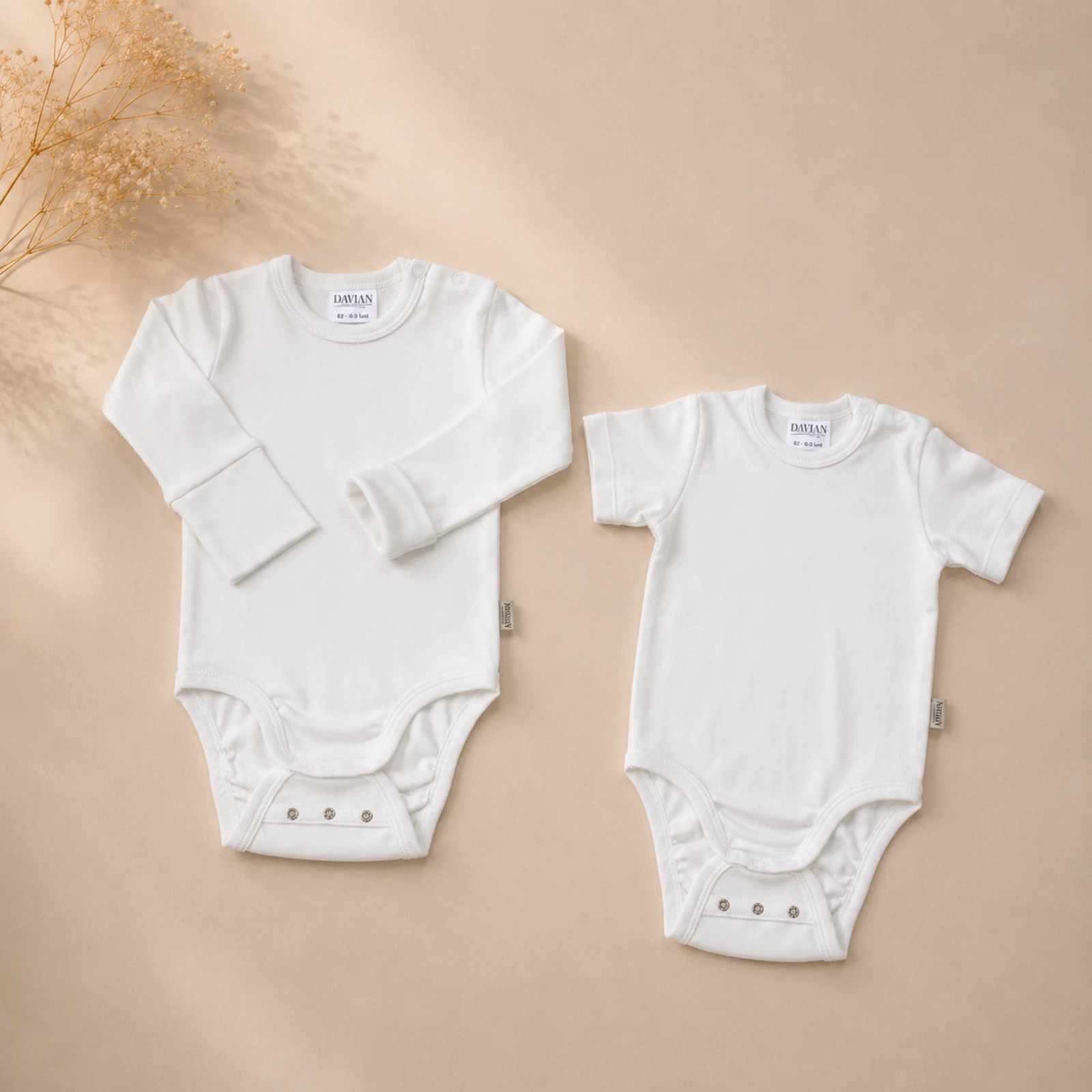 Body pentru bebeluși din bumbac – EVER - crem [4]