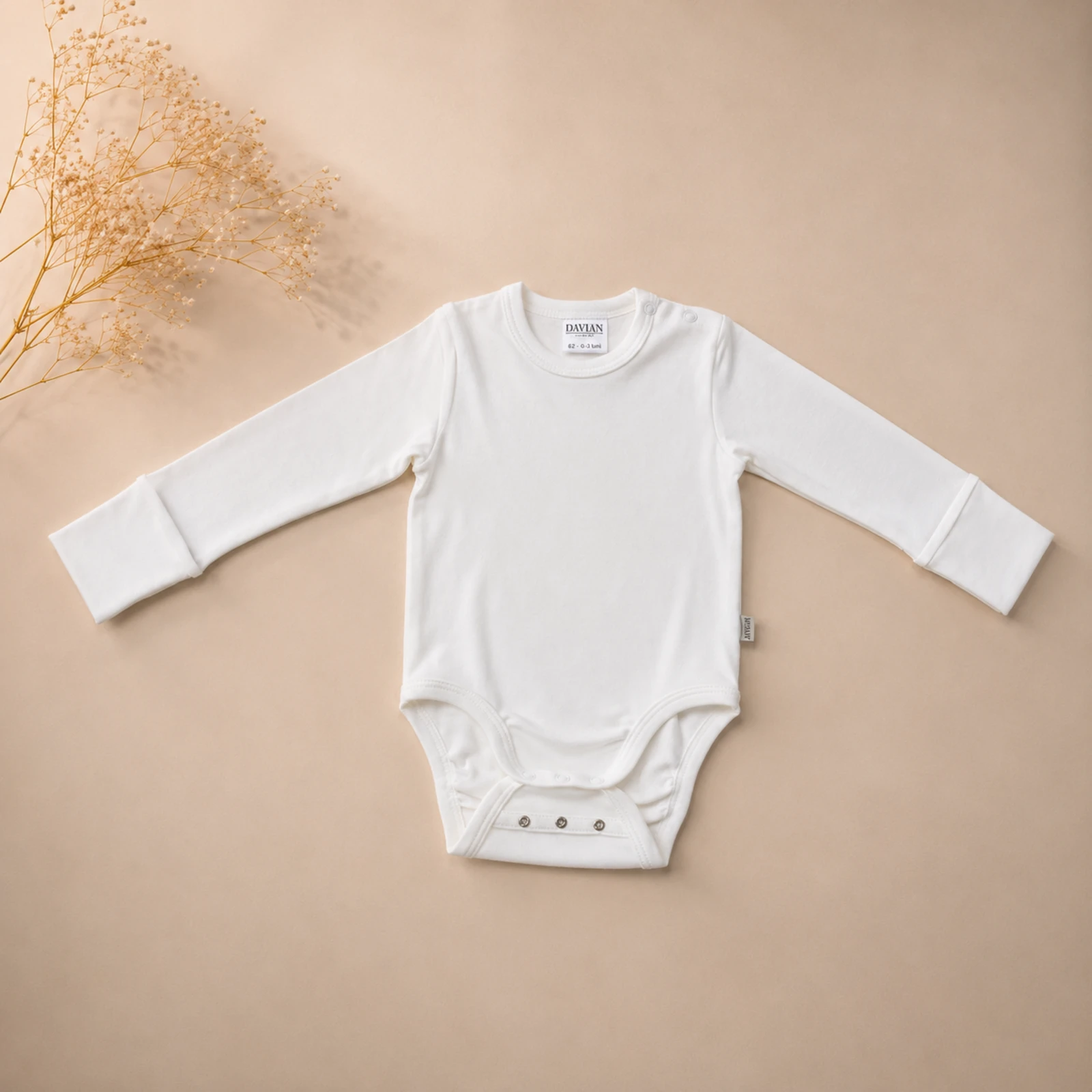 Body pentru bebeluși din bumbac – EVER - crem [2]