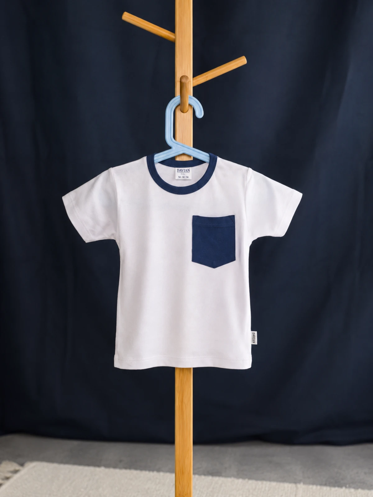 Tricou pentru bebeluși și copii cu bumbac organic – EVER - alb/bleumarin [5]