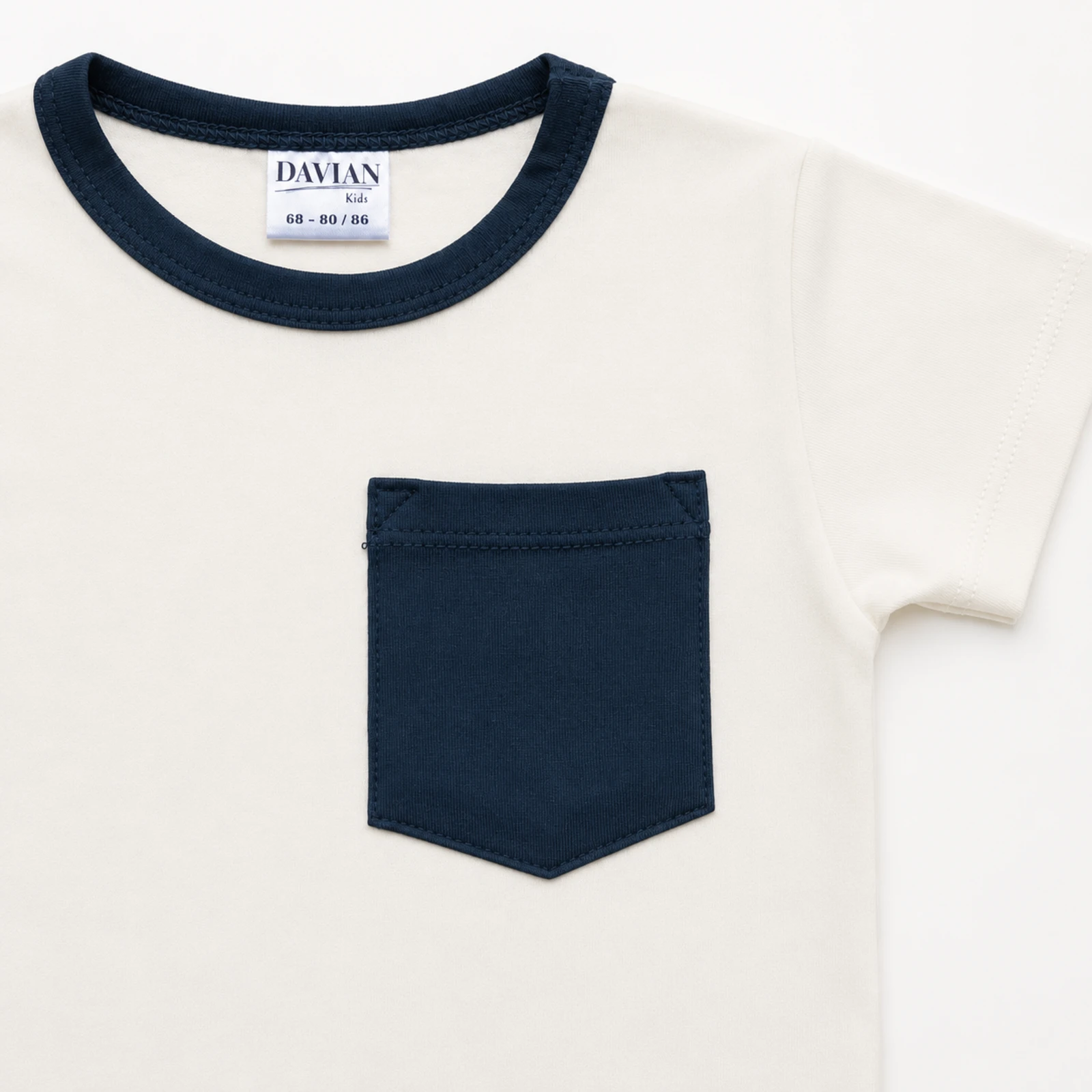 Tricou pentru bebeluși și copii cu bumbac organic – EVER - alb/bleumarin [3]