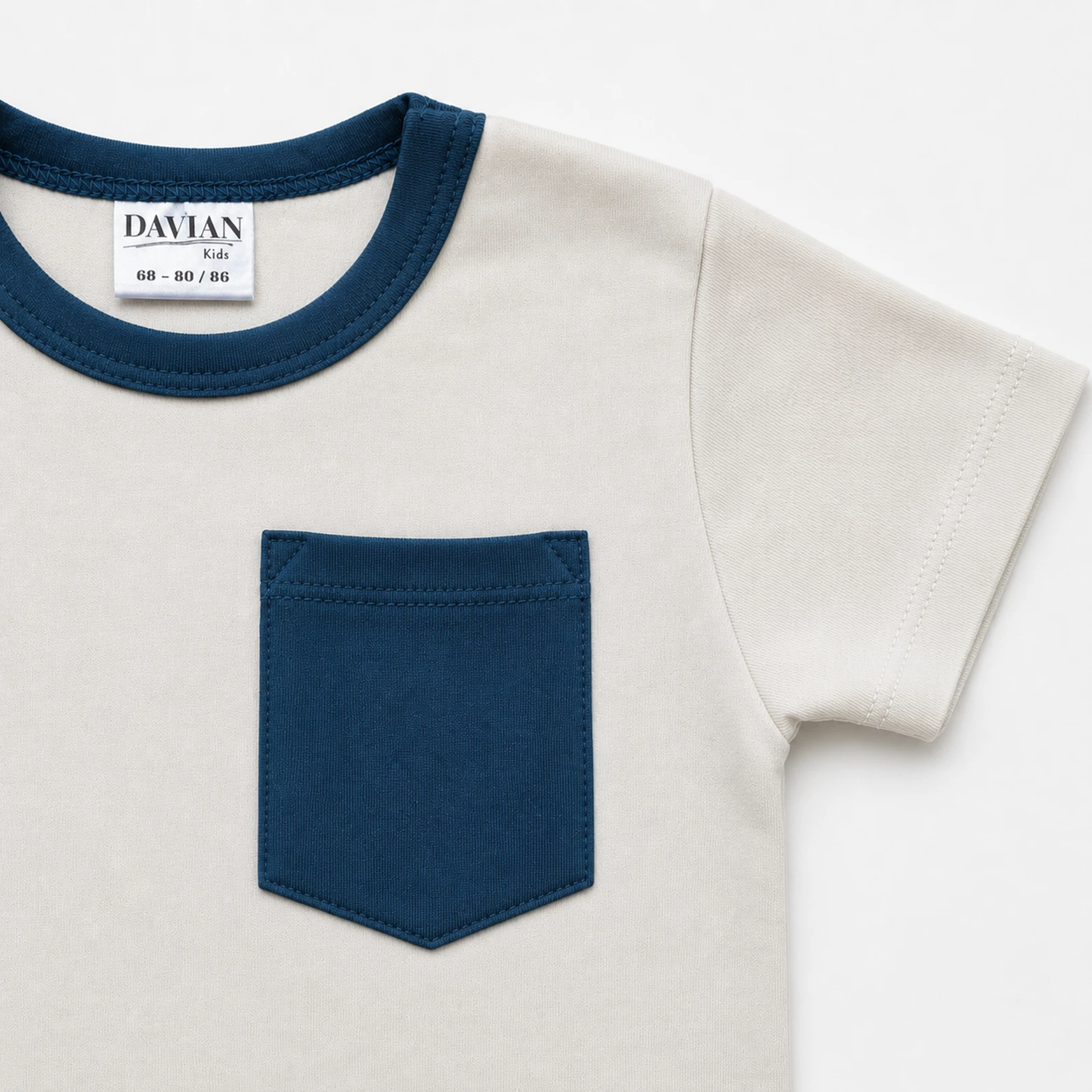Tricou pentru bebeluși și copii cu bumbac organic – EVER - alb/denim [2]