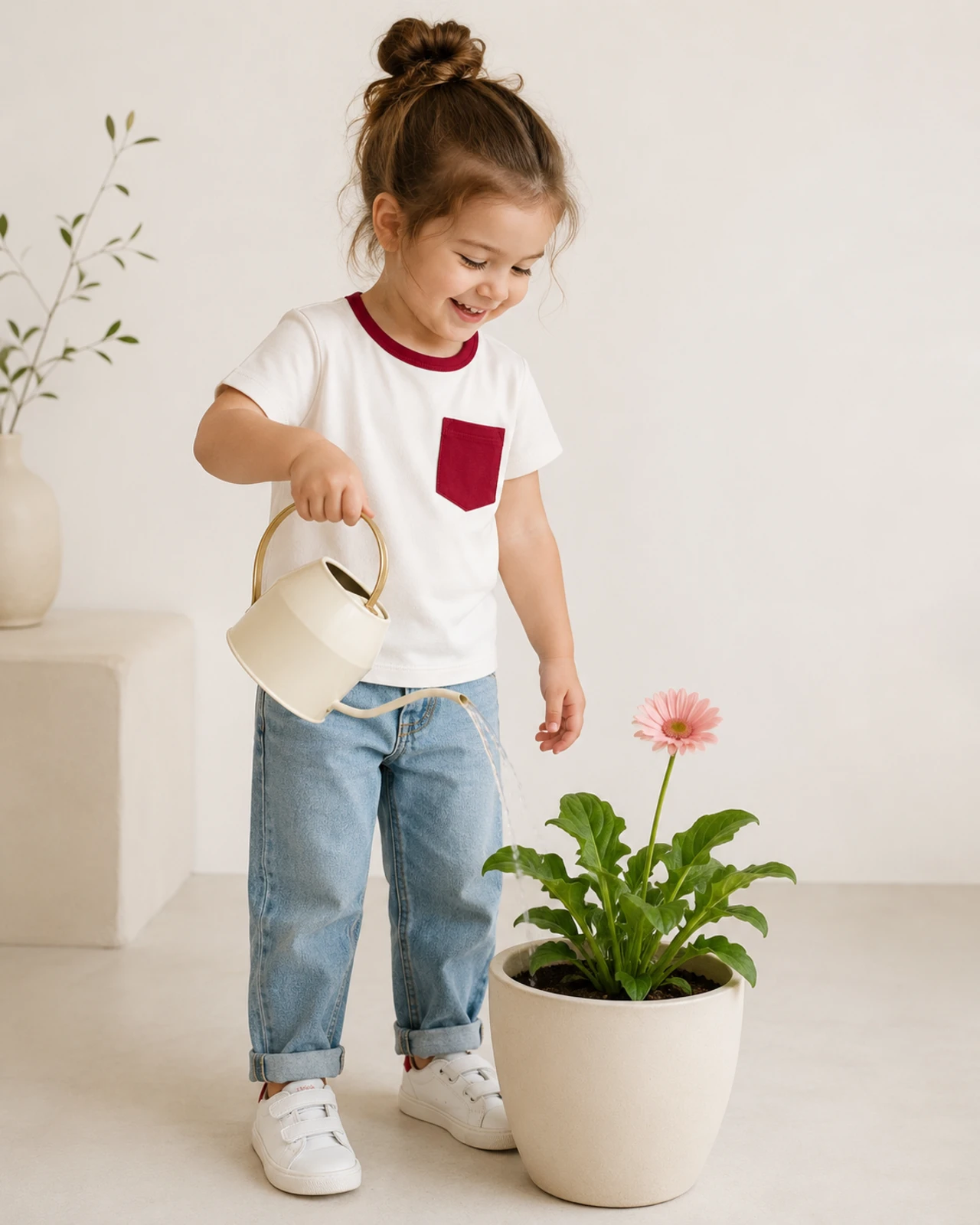 Tricou pentru bebeluși și copii cu bumbac organic – EVER - alb/roșu [4]