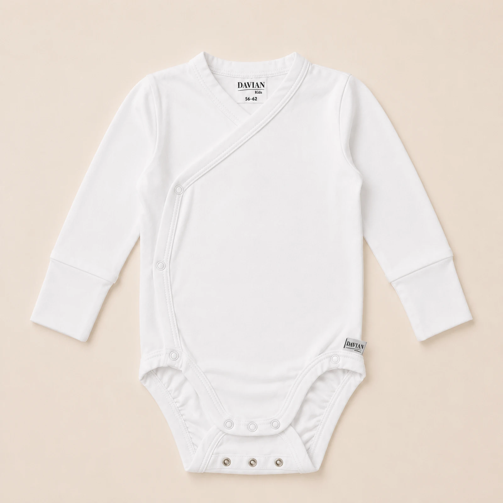 Body - Body kimono pentru nou-născuți și bebeluși din bambus - PURE, alb