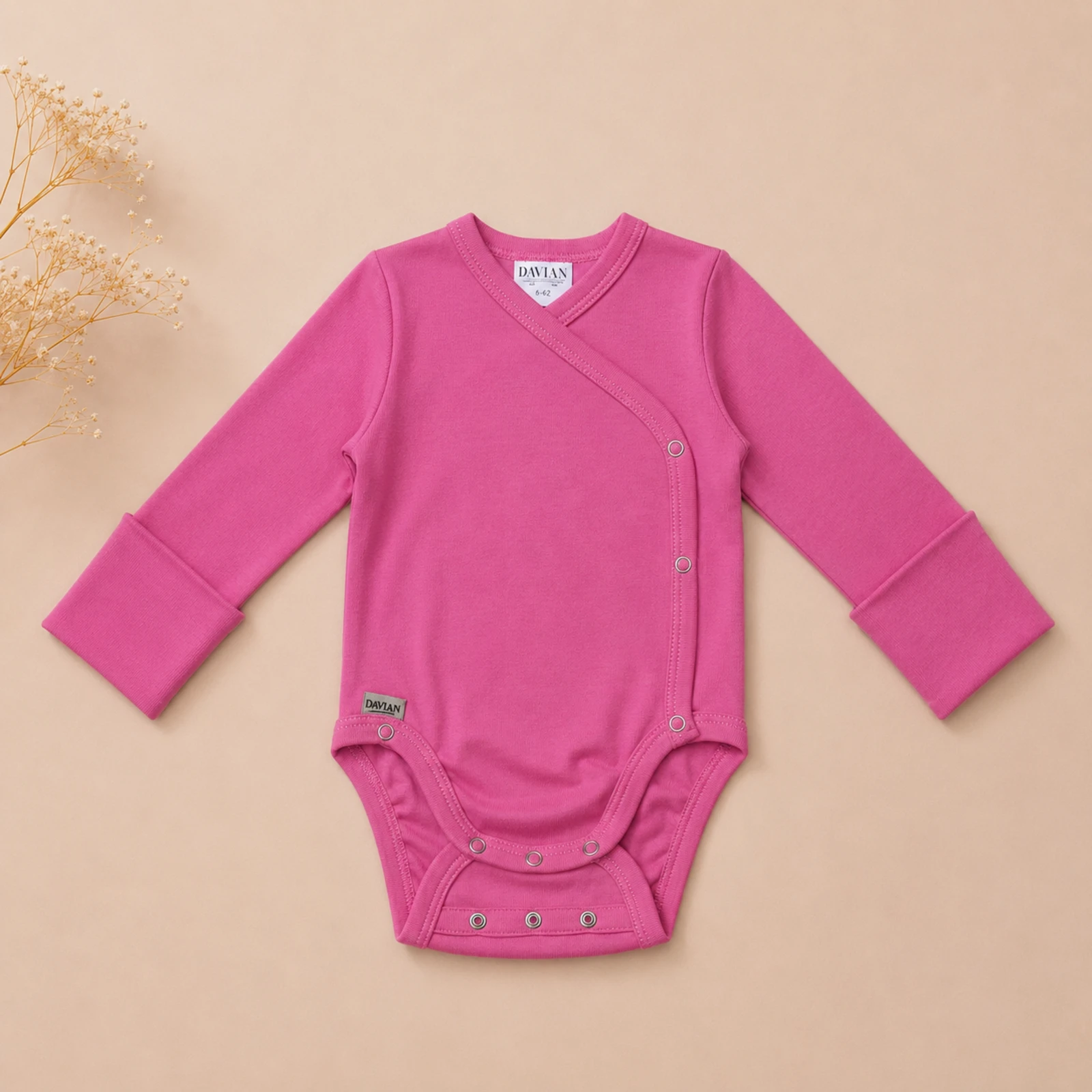 Bebeluși - Body kimono pentru nou-născuți și bebeluși din bumbac – EVER - roz