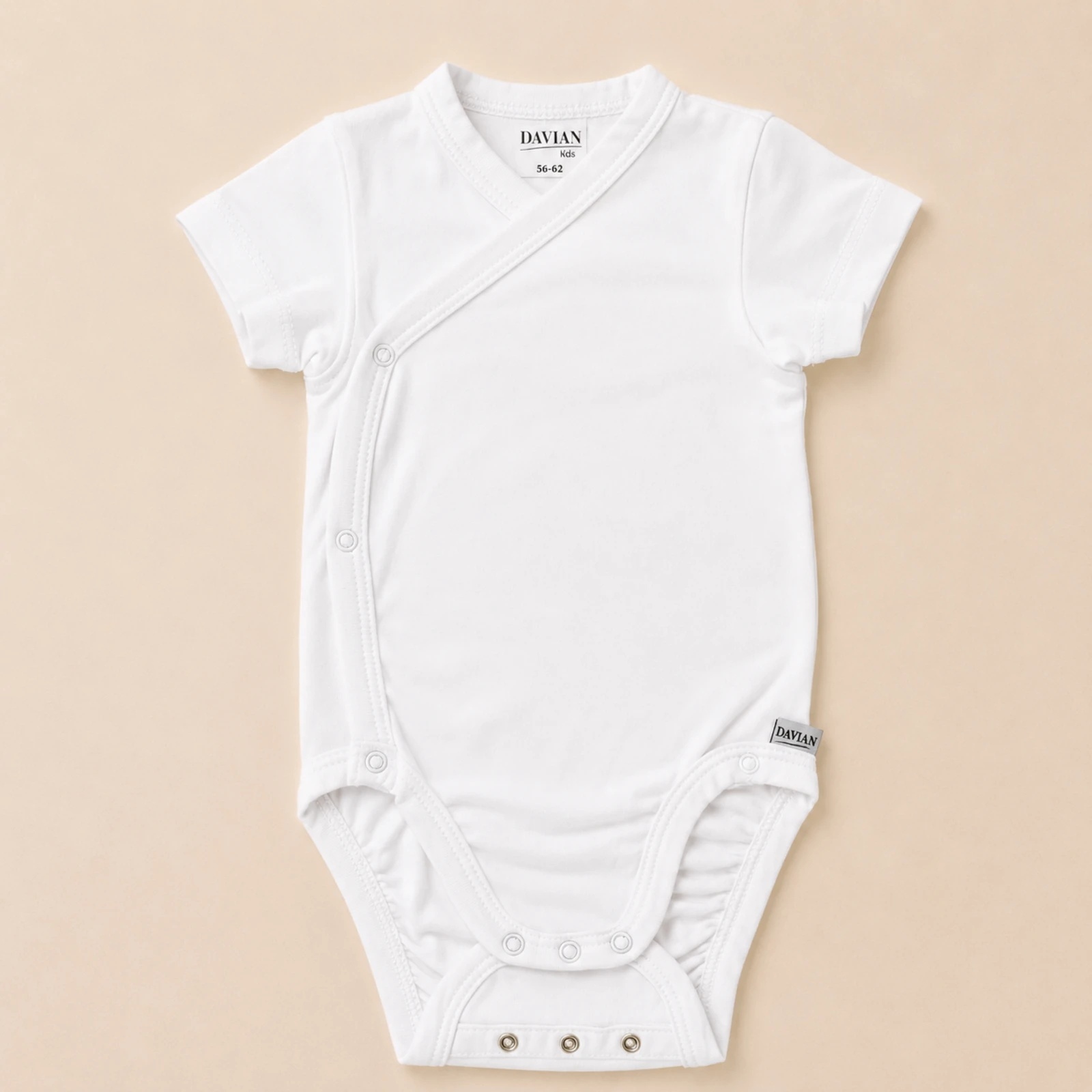 Body - Body kimono scurt pentru nou-născuți și bebeluși din bambus – PURE, alb