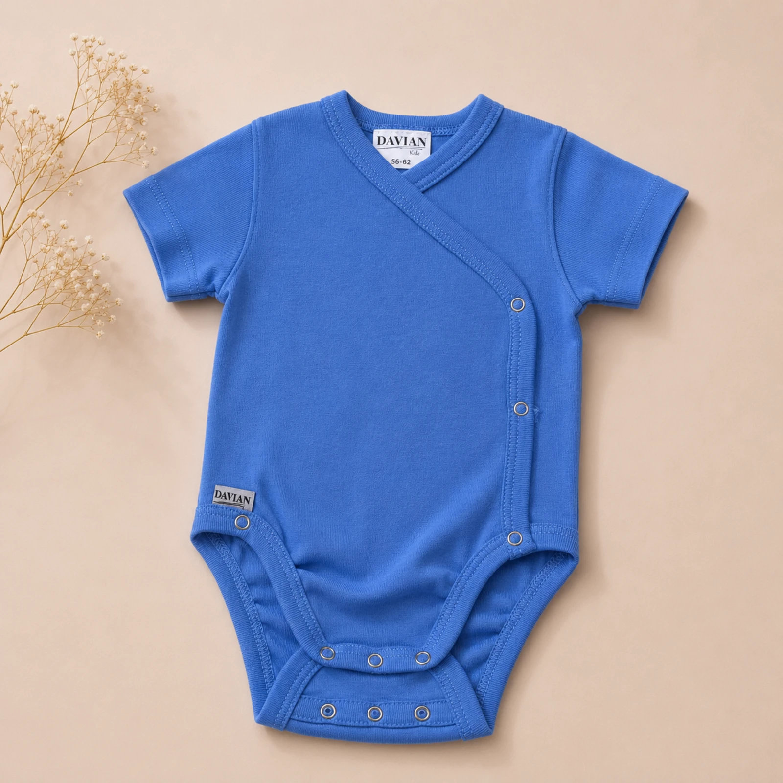 Bebeluși - Body kimono scurt pentru nou-născuți și bebeluși din bumbac – EVER - albastru