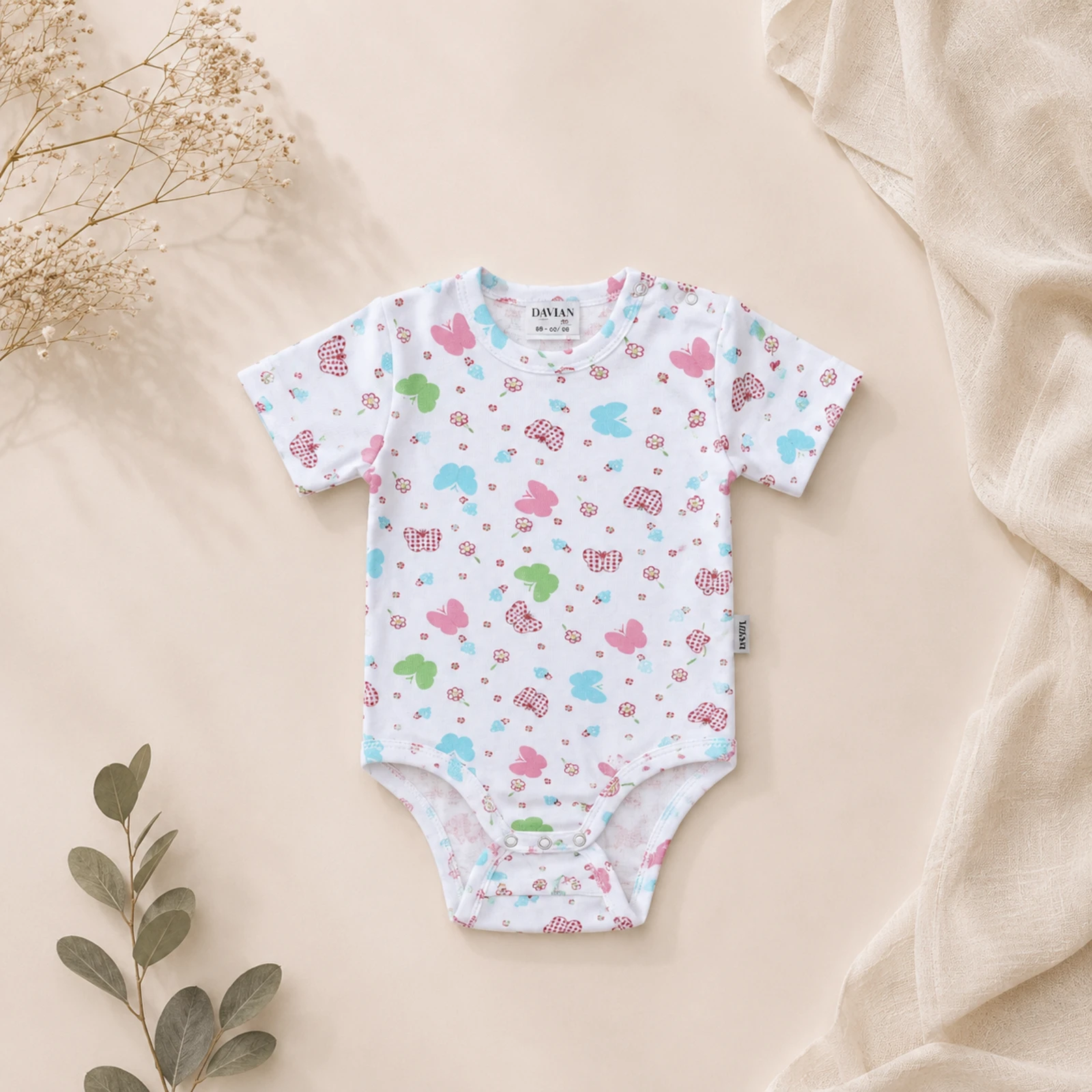 Bebeluși - Body scurt pentru bebeluși din bumbac – EVER - fluturi