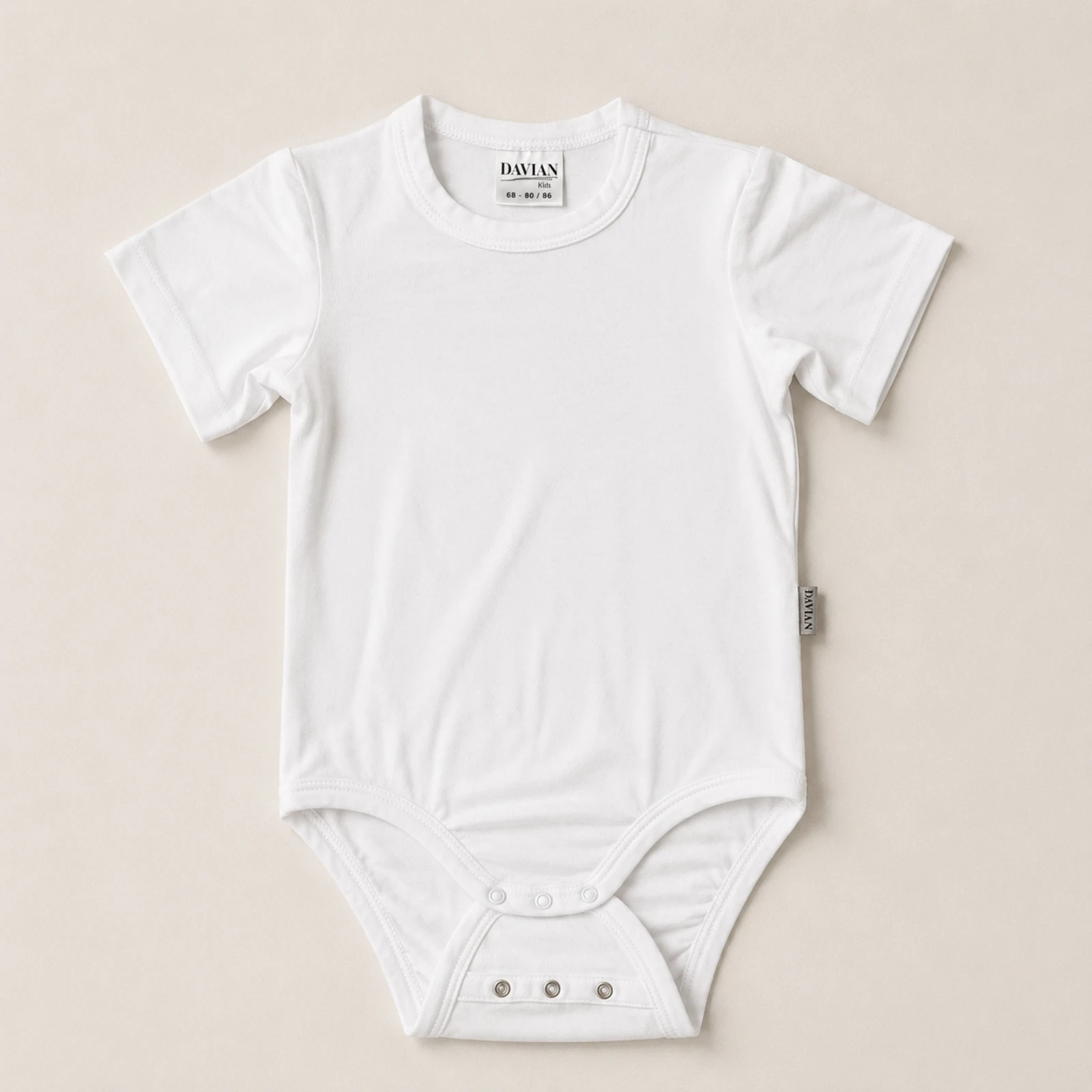 Body - Body scurt pentru bebeluși din bambus – PURE, alb