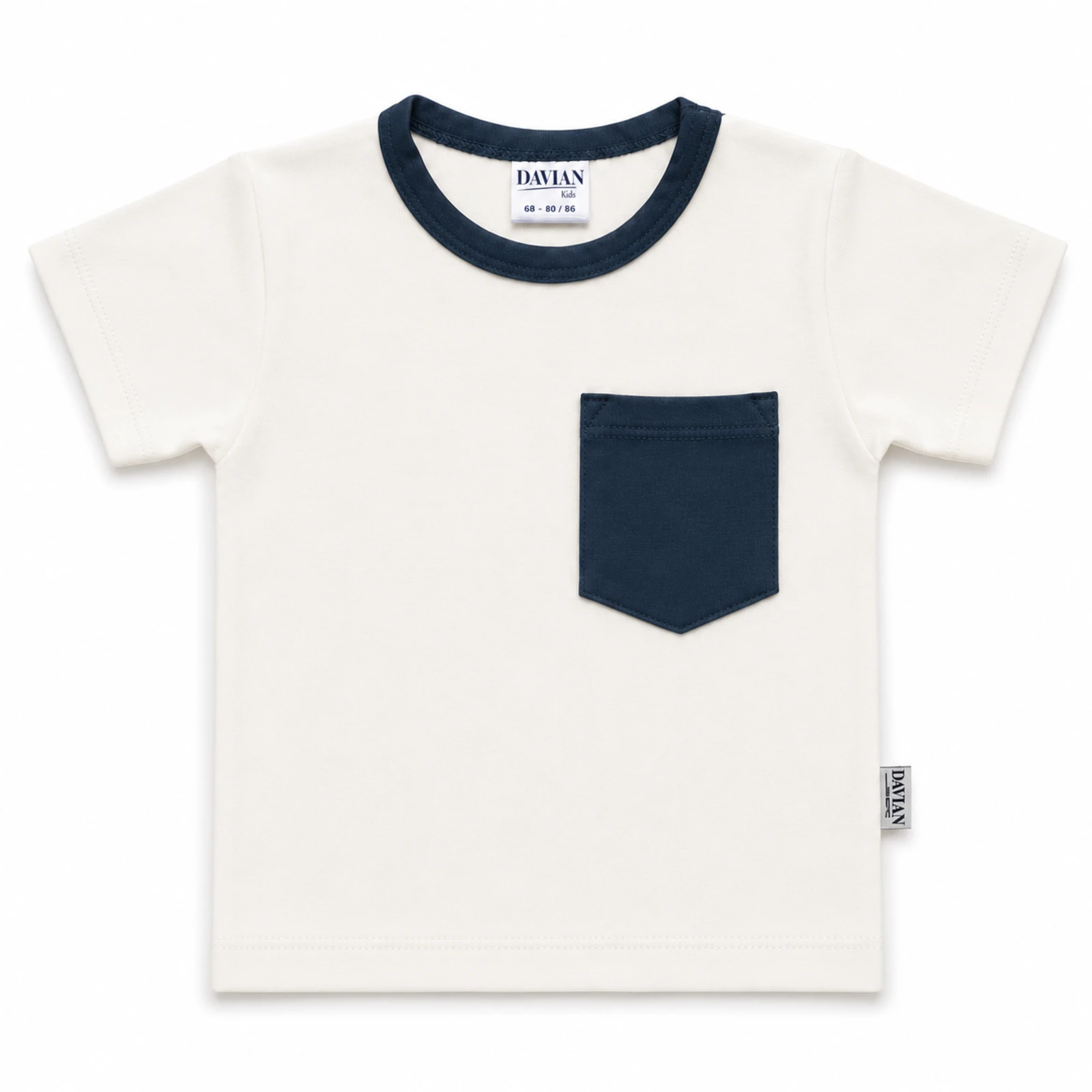 Tricouri - Tricou pentru bebeluși și copii cu bumbac organic – EVER - alb/bleumarin