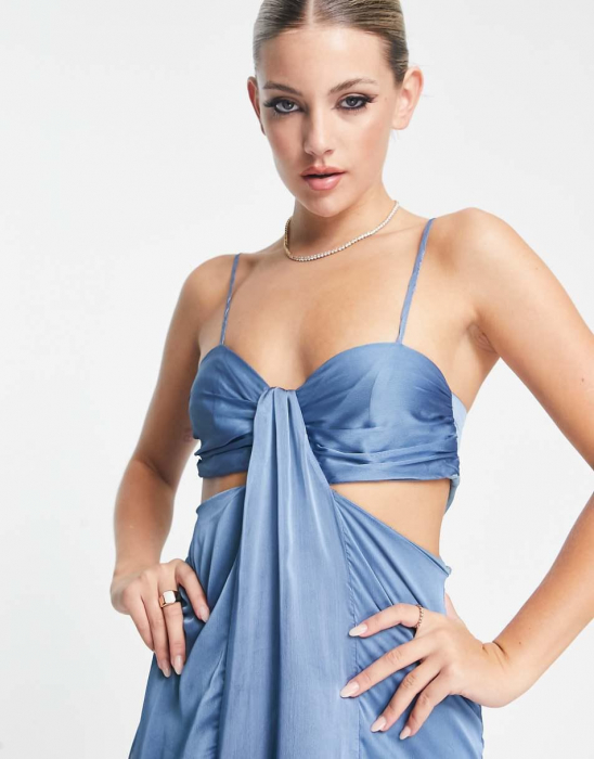 Rochie lungă camisol din satin cu decupaje [4]