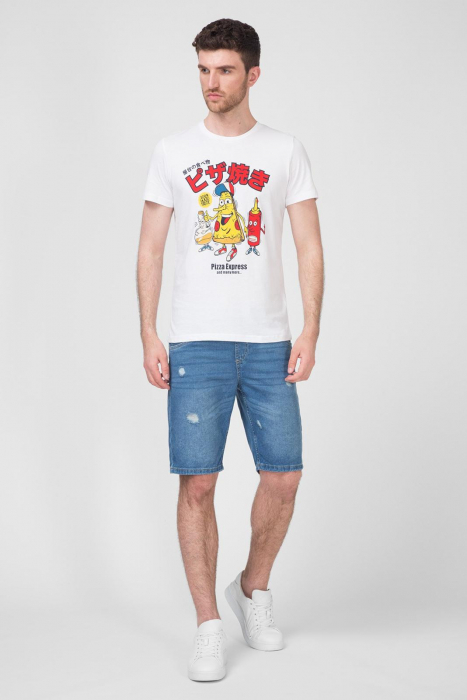Tricou alb bărbătesc cu imprimeu [1]