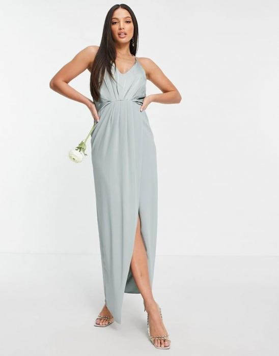 Rochie maxi  TFNC Tall - satin cu decolteu halter [3]