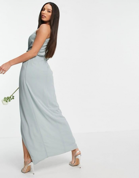 Rochie maxi  TFNC Tall - satin cu decolteu halter [2]