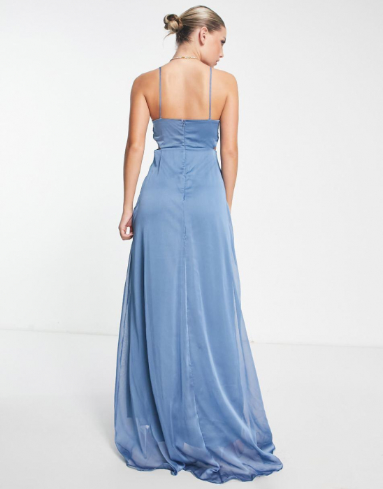 Rochie lungă camisol din satin cu decupaje [3]