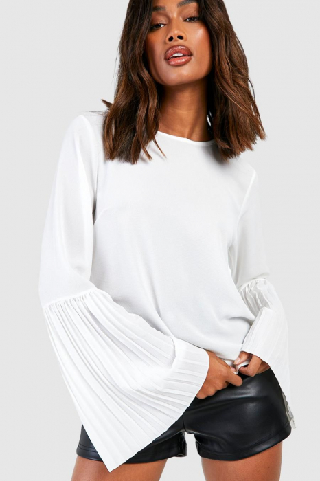 Bluză/Cămașă plisată cu manșete evazate [3]