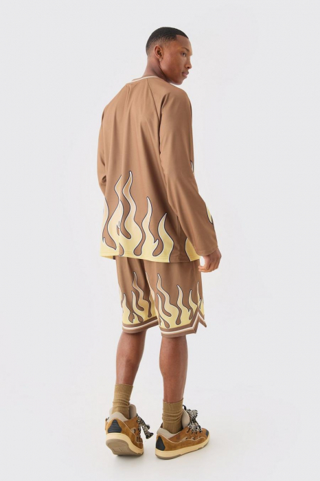 Bluza cu decolteu in V imprimeu FLAME [3]