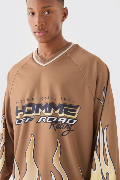 Bluza cu decolteu in V imprimeu FLAME [2]