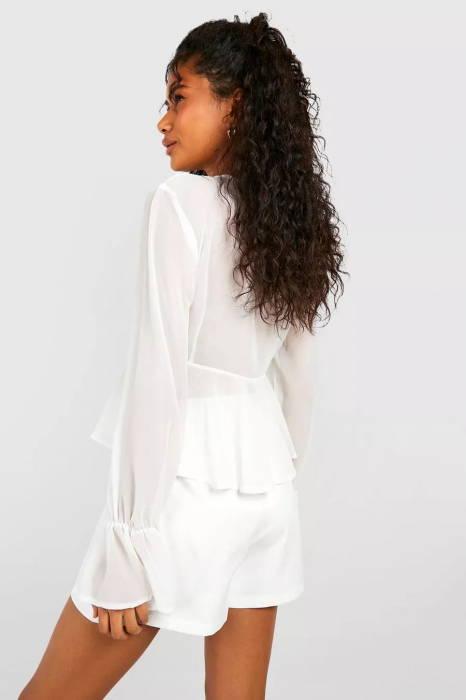 Bluză cu manșete evazate și peplum, cu nod [4]