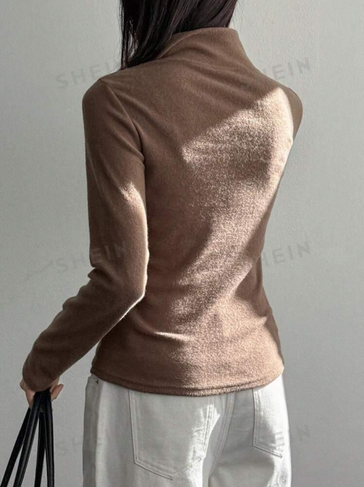 Bluza Minimalista Cu Mânecă Lungă Și Nasturi În Față Pentru Femei [4]
