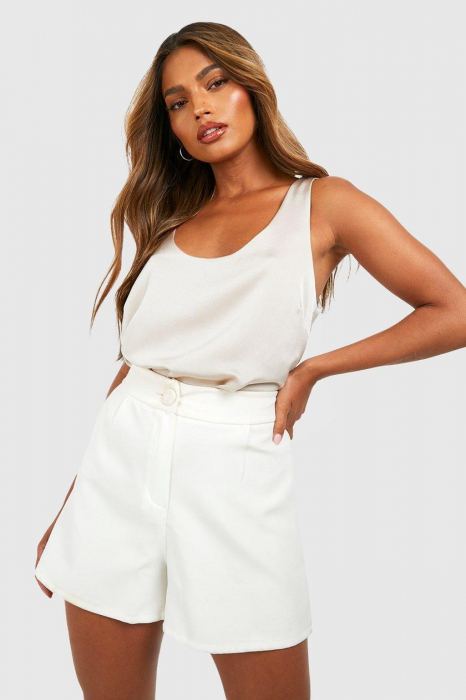 Bluză simplă din satin cu decolteu rotund [3]