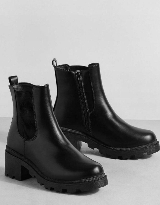 BOTINE NEGRE DIN PIELE KRUSH PÂNĂ LA GLEZNĂ [1]