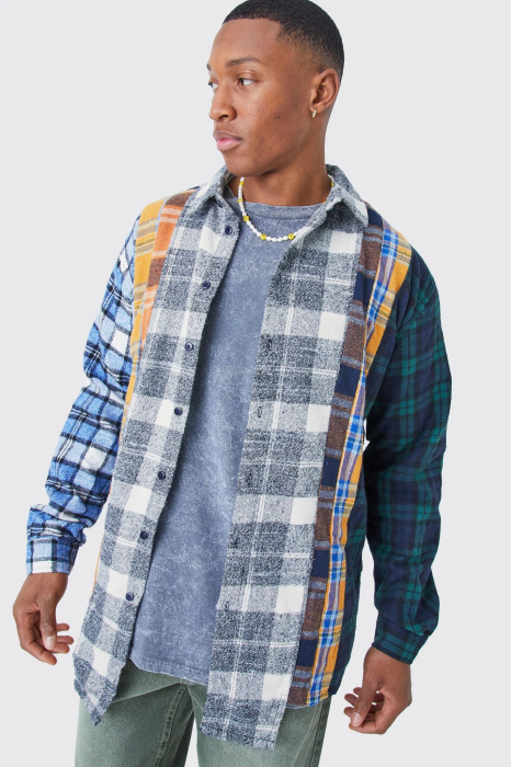 Camisa Oversize Asimétrica De Cuadros [1]