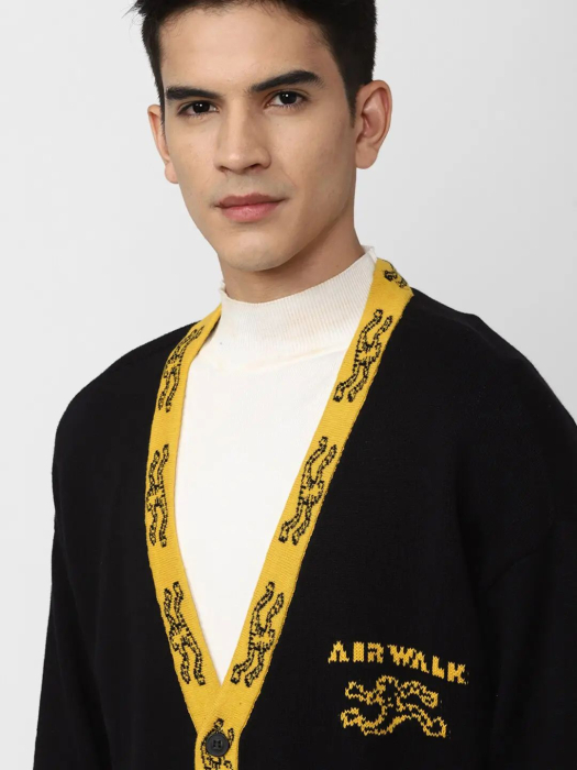 Cardigan cu imprimeu negru si galben [5]