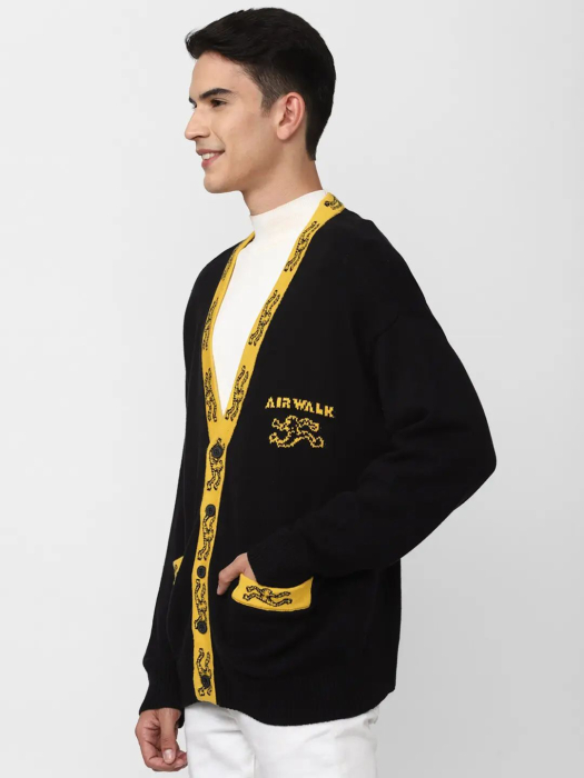 Cardigan cu imprimeu negru si galben [2]