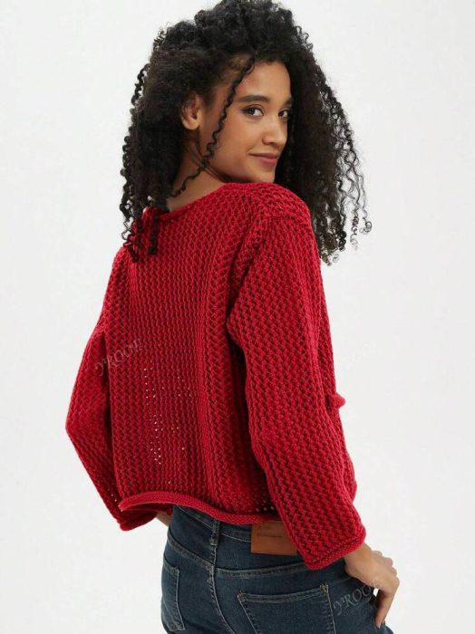 Cardigan Tricotat Gros Cu Nasturi Metalici Minimalist [4]