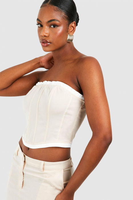 Corset cu bandă în contrast țesut înalt [3]