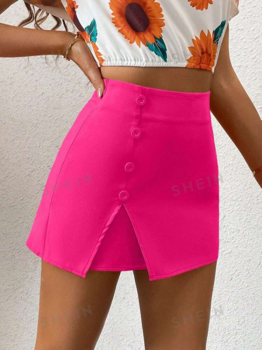Fusta pantaloni Cu Detaliu Nasturi Cu Tiv Despicat [2]