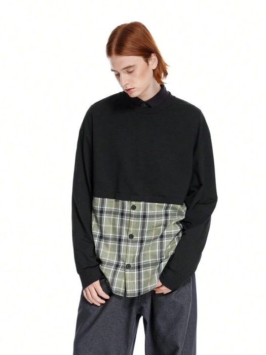 Hanorac hibrid cu carouri din flanel de designer [2]