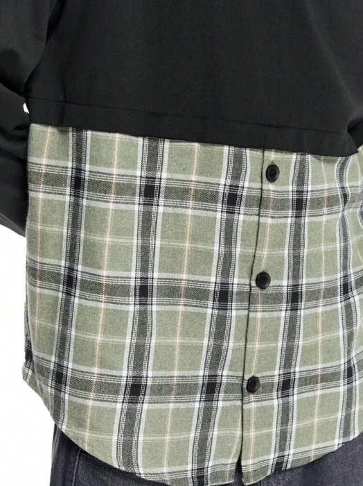 Hanorac hibrid cu carouri din flanel de designer [5]